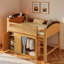 Lit mezzanine avec armoire de rangement, garde-robe et DEL-738393014