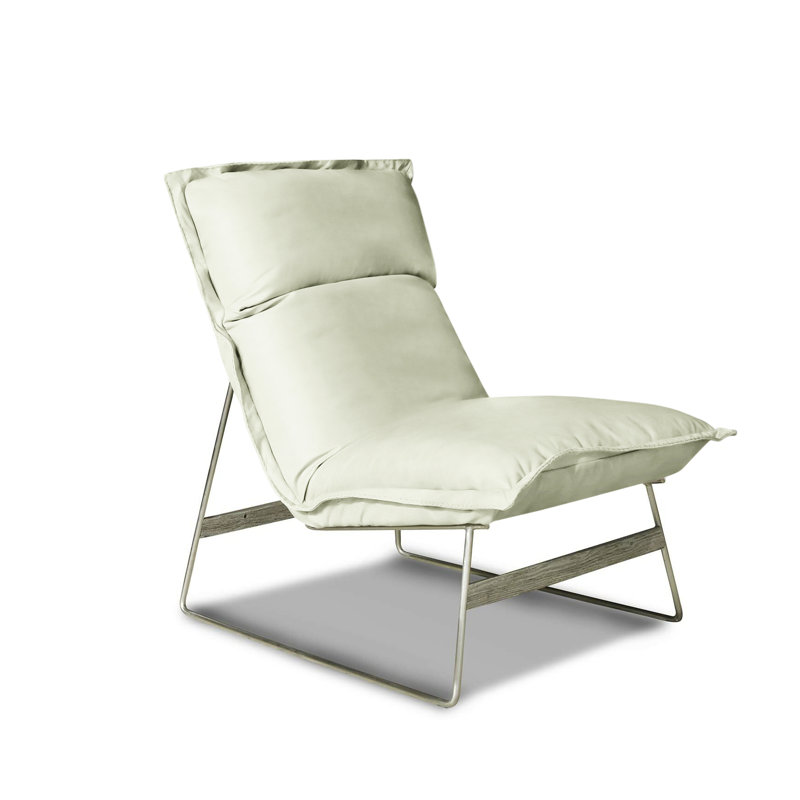 Tweety Leather Accent Chair, White (Dreamer), Satin Dark Bronze