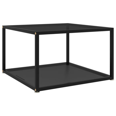 Coffee Table Black 60X60x35 Cm Tempered Glass