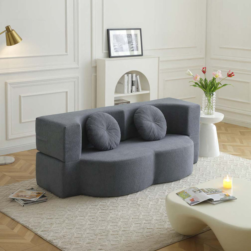 Canapé-lit pliant en mousse, canapé-lit pliant avec coussin, Gris