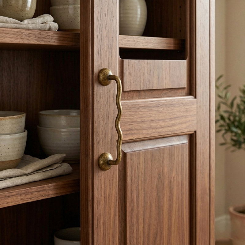 Poignées d'armoire en laiton massif ondulé 5 po, 5", Titanium Silver