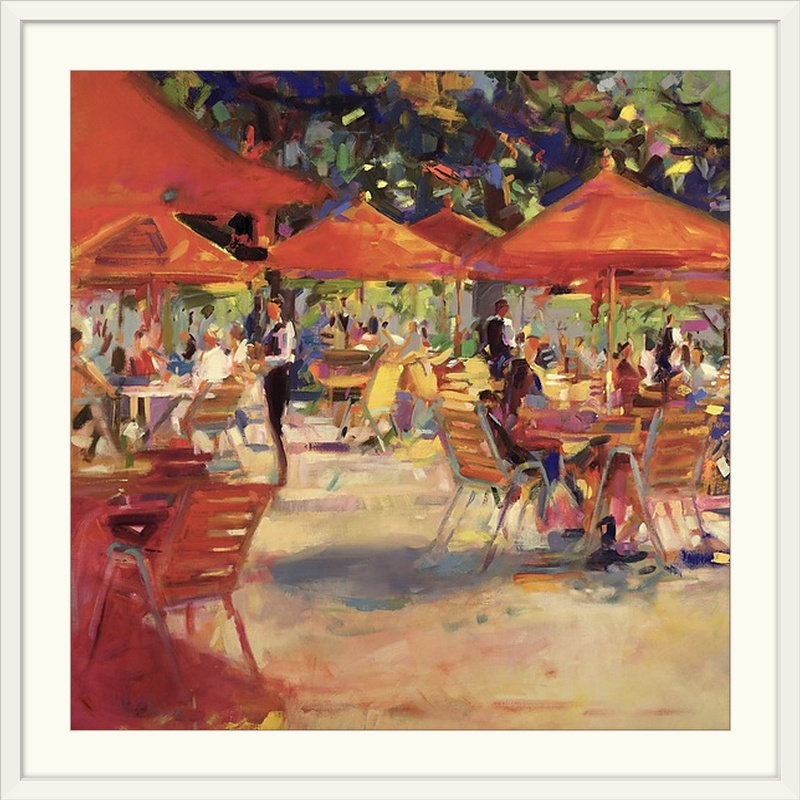 «Anjuman Le Cafe du Jardin» par Peter Graham, reproduction d'art, H 28 x l 28 po x P 1 po, Cadre blanc