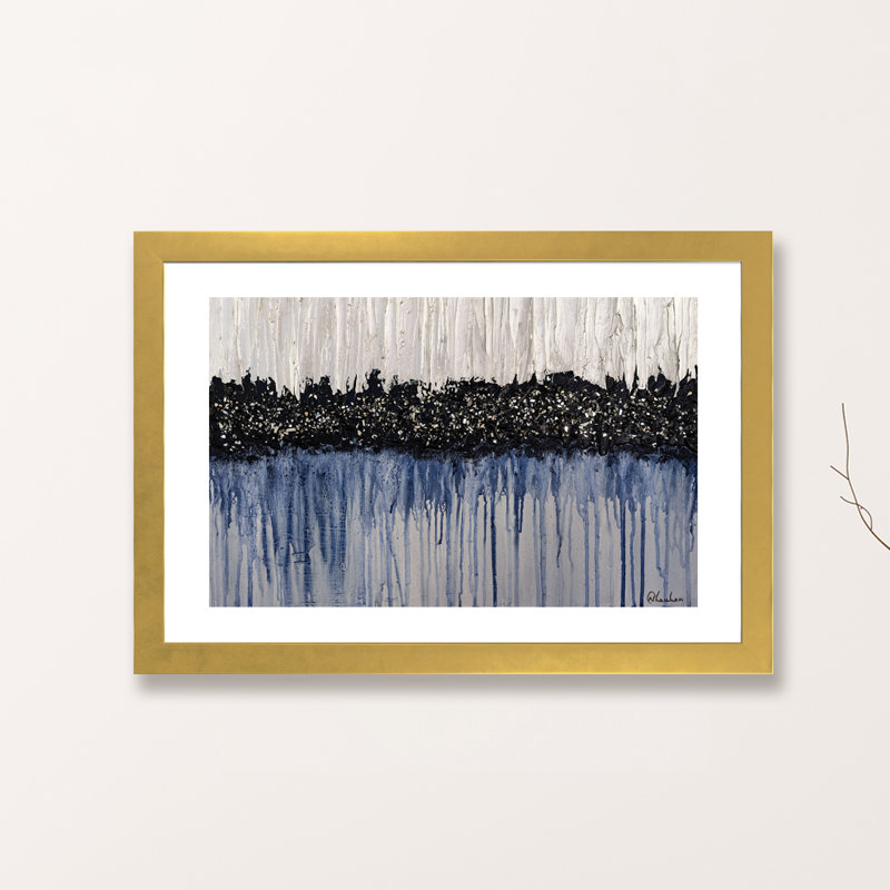 «Melting Ice» par Nikki Chauhan - reproduction d'art, H 24 po x l 32 po x P 1 po, Papier encadré doré