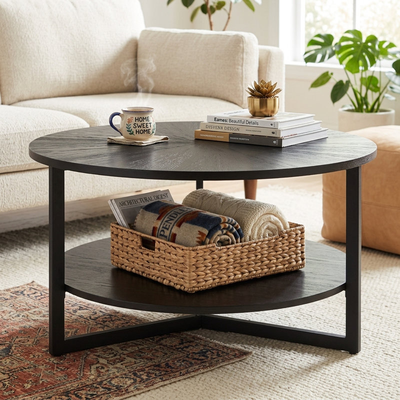 Table basse avec rangement Frame, Noir, noir, noir, noir
