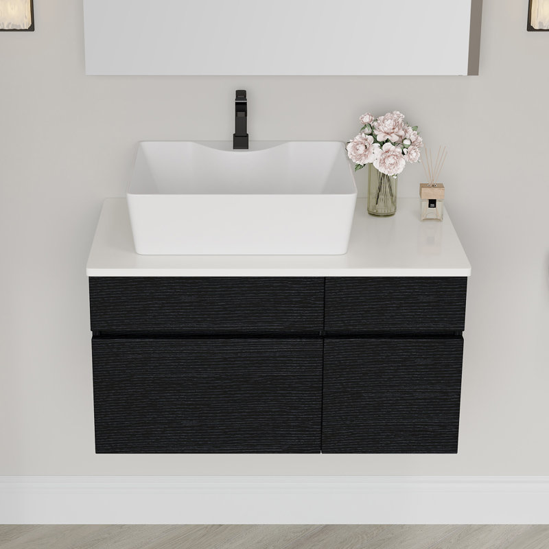 Meuble-lavabo simple 31,5 po avec lavabo en céramique Morden