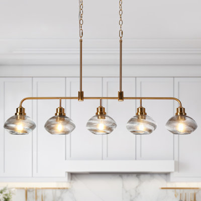 Lustre linéaire moderne à 5 lumières pour îlot de cuisine Brightwaters