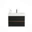 Meuble-lavabo de 30 po avec lavabo en quartz d'ingénierie et tiroirs souples, meuble-lavabo mural flottant pour salle de bain moderne, lavabo sans drain ni robinet