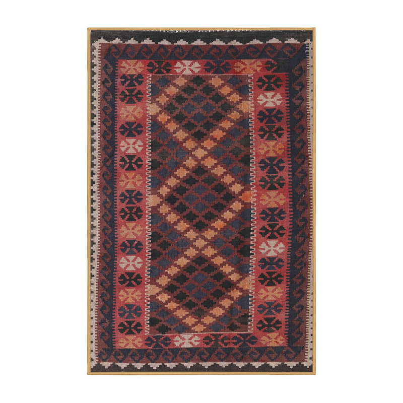 Tapis bleu marine/orange/bleu, Rectangle 3 pi x 5 pi