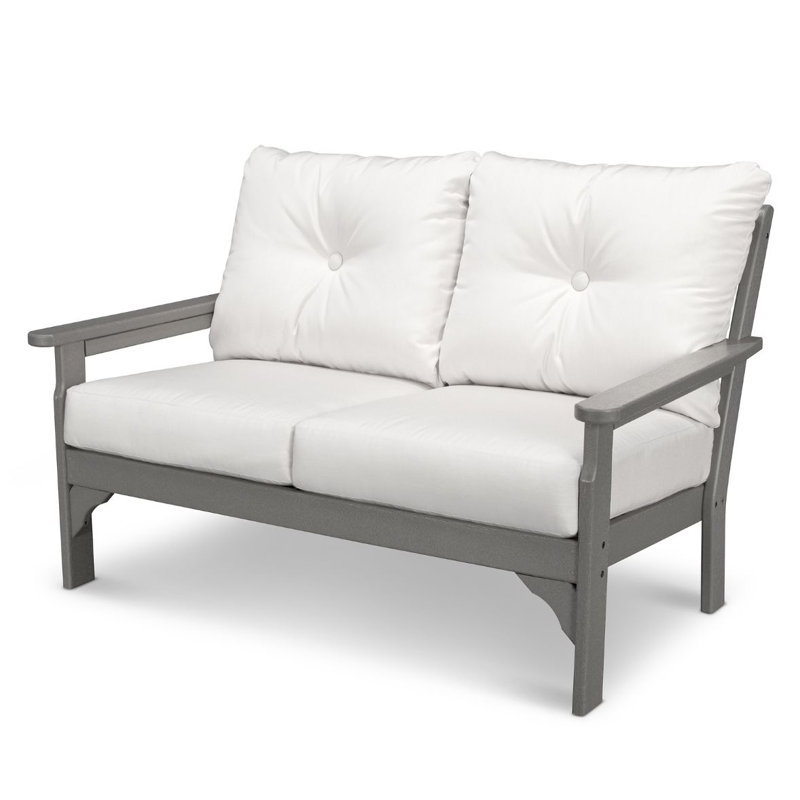 Vineyard Deep Seating Loveseat, Slate Gray Frame/White Cushion