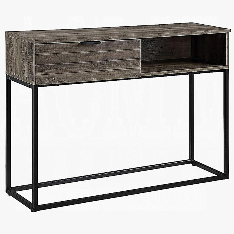 Bureau d'écriture avec tiroir et tablette en chêne rustique et noir