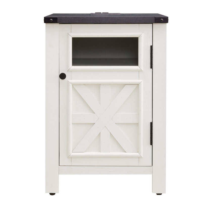 45.2cm W Manufactured Wood Bedside Table, White/Black