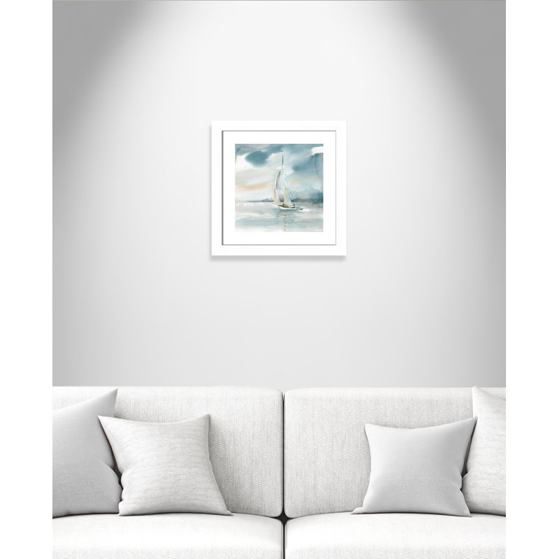 Avnoor «Subtle Mist I», reproduction de peinture à l'aquarelle encadrée, Blanc mat, H 25 po x l 25 po x P 1,25 po