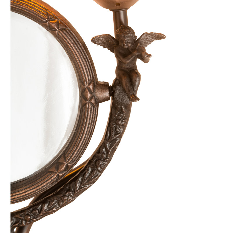 17" High Amber/Purple Pond Lily Twin Cherub 2 Light Accent Lamp
