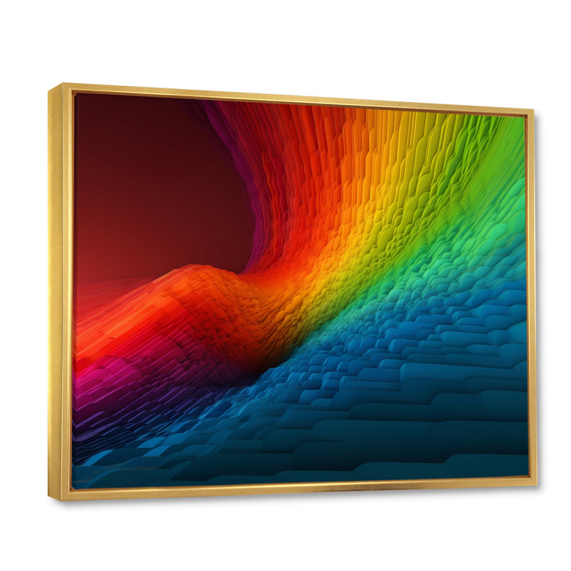 Waveforms Depicting Rainbow I - Print, 34" H x 44" W x 1.5" D, Gold Floater Framed