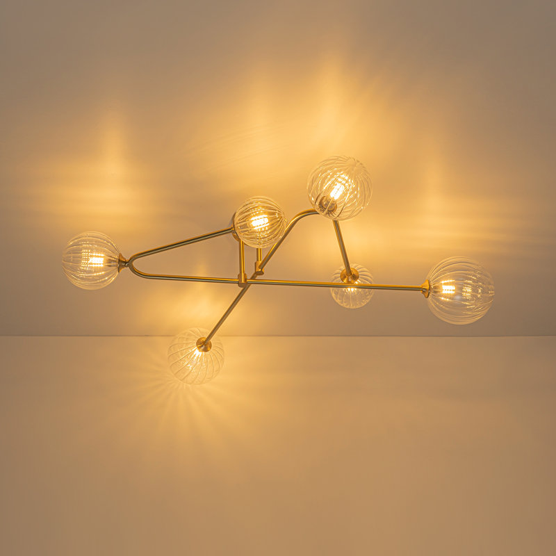 Plafonnier linéaire semi-encastré 6 lumières Modern Branch