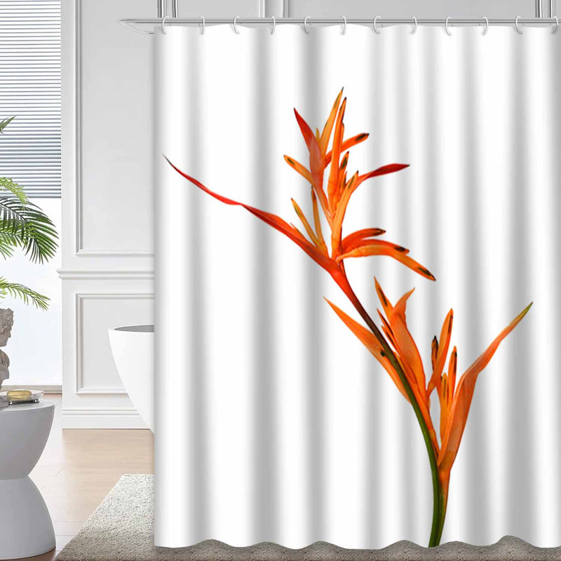 Branche aquarelle, strelitzia, oiseau, paradis, fleur, botanique, 12 crochets, L 72 po x l 72 po