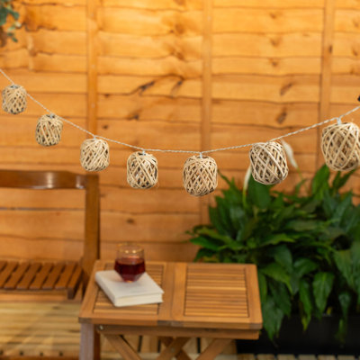Rattan Wicker Ball 10 X Battery Operated Outdoor G 237cm LED Battery Powered 10 - Bulb Novelty String Light