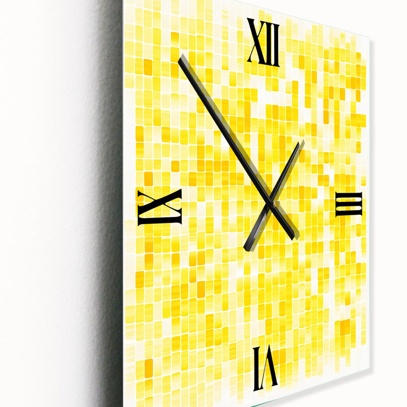 Horloge murale géométrique moderne jaune I, H 28 po x l 12 po x P 1 po