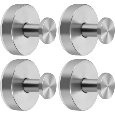 Stainless Steel Suction Hooks for Shower Wall Hangs 11lbs, Brushed Silver 4 Pack