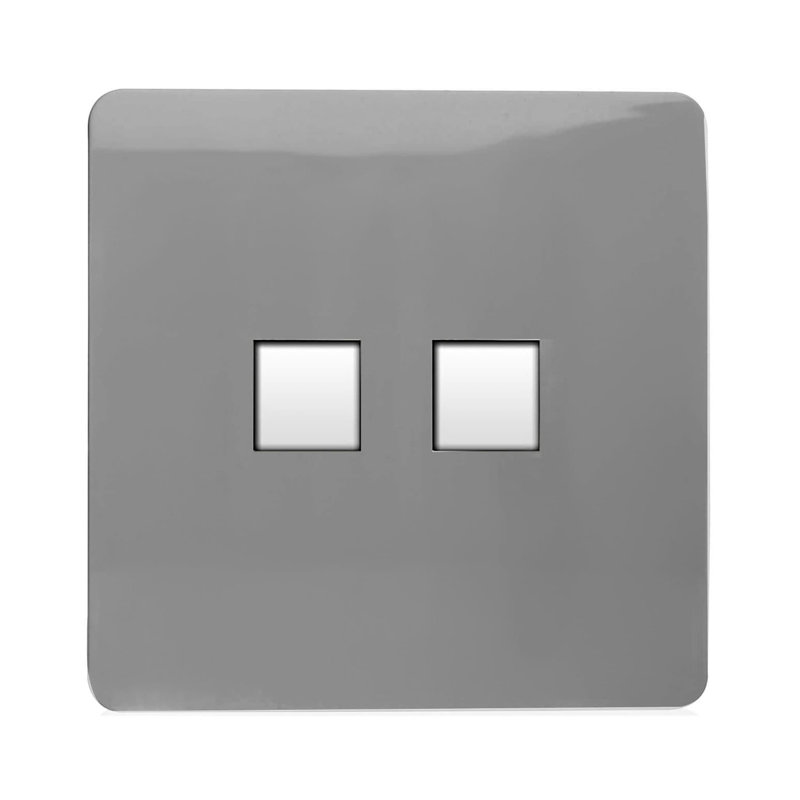 Trendi Switch 2 Gang RJ45 Cat 6 Modern Designer PC Ethernet Socket, Light Grey