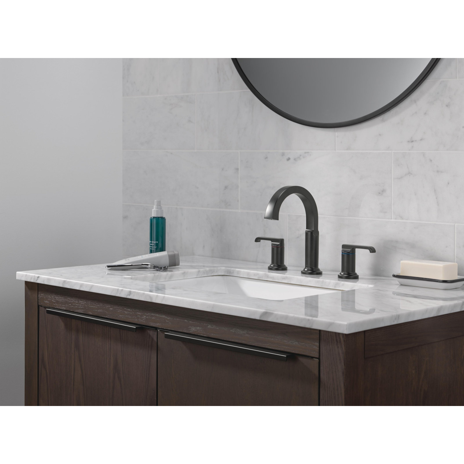 Tetra 3-Hole Widespread Bathroom Faucet, 2-Handle Bathroom Sink Faucet with Drain Assembly, Matte Black