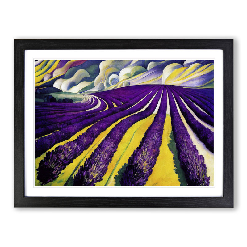 XH1022-8641X Superb Lavender Flower Field - Single Picture Frame Painting, Black, 46cm H x 64cm W x 2cm D