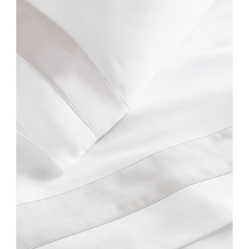 Soprano Trim 420 Thread Count Pima Cotton Sateen Pillowcase, King, White/Platinum