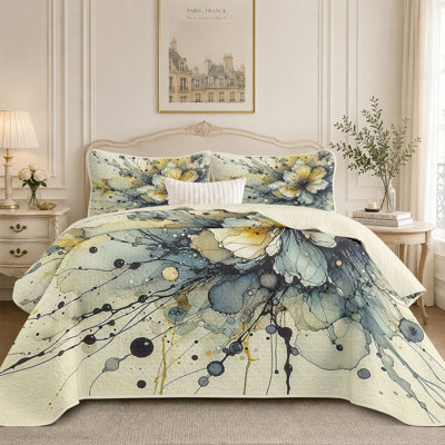 Ensemble de courtepointe pour lit double / grand / très grand 3 pièces, couvre-lit Puffy, housse de courtepointe toutes saisons, ensembles de literie à couverture matelassée rustique avec taies décoratives, édredon mince de style moderne, ensemble de courtepointe pour lit simple 2 pièces