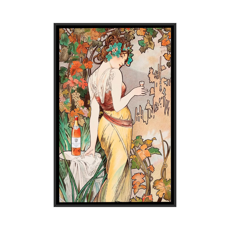 « cognac », reproduction sur toile, H 26 po x l 18 po x P 1,5 po, Toile avec cadre noir, Pas de tapis