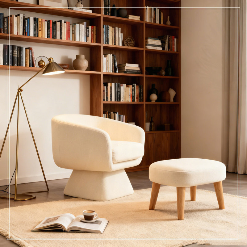 Chaise de loisir rembourrée avec repose-pieds, Beige