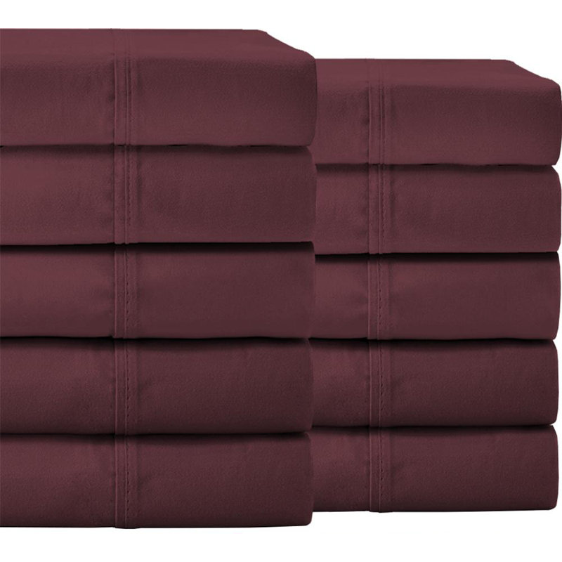 Microfiber Sheet Set, Burgundy, Queen Sheet Set + 10 Fitted Sheet + 20 Pillowcases