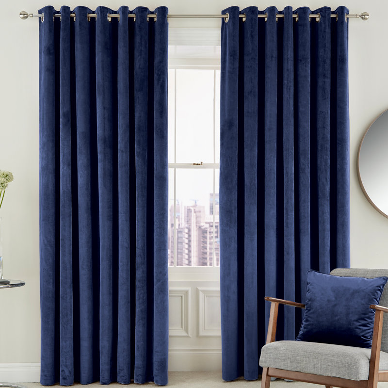 Escala Eyelet Room Darkening Curtains, Electric Blue, Width 167 x Drop 137 cm