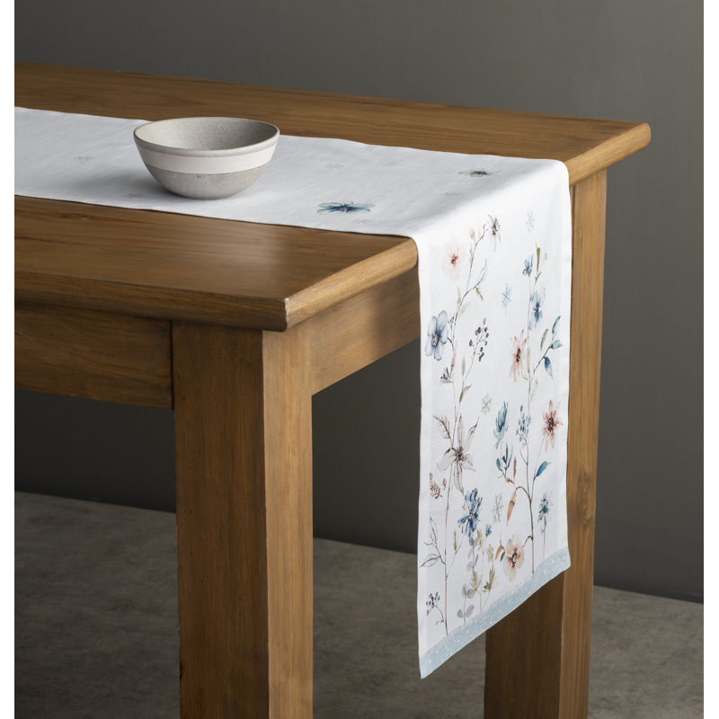 Floral 100% Cotton Table Runner, 108" x 14.5"