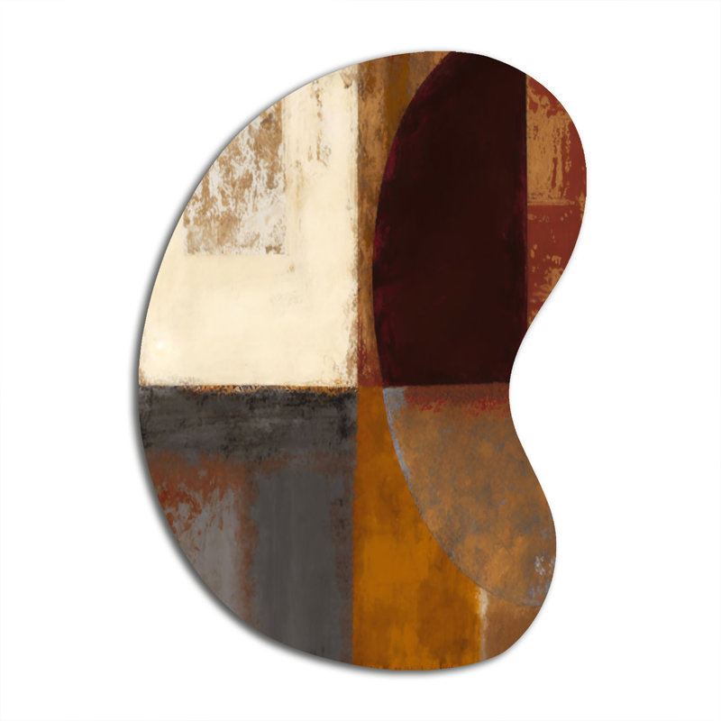 Chocolat brun élémentaire V - forme abstraite de flèche - art mural métallique asymétrique, H 31 po x l 22 po