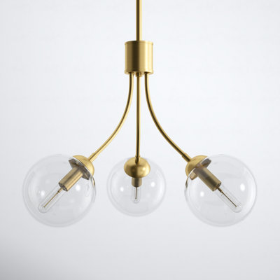 Moonrise 3 - Light Unique Globe Chandelier in Natural Brass