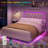 Full Size Floating Bed Frame Upholstered Platform with Smart Led Lights & Diamond Headboard, Solid Wood Slats Support, No Box Spring Needed, White-1804586691-1804586690