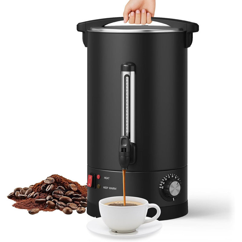 Commercial Electric Coffee Urn 12-18L Double Wall Stainless Steel, 60-120 Cup for Catering & Events, 14 cups