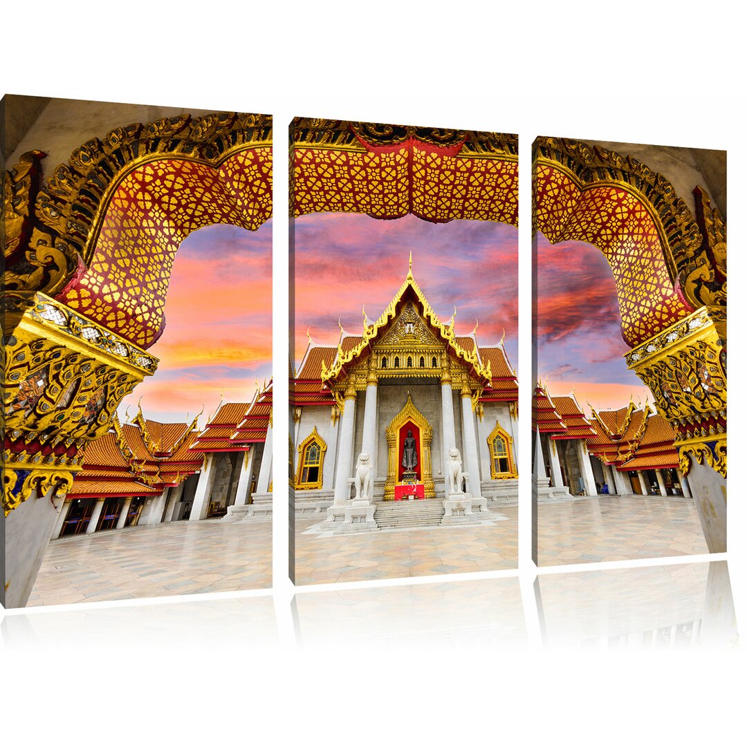 3-tlg. Leinwandbilder-Set Marmortempel von Bangkok, Fotodruck