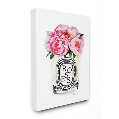 " Fashion Designer Rose Flower Glass Pink Watercolor "