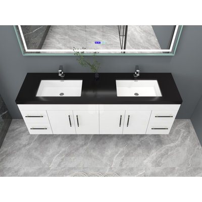 Campy 72" Wall-Mounted Double Bathroom Vanity Set
