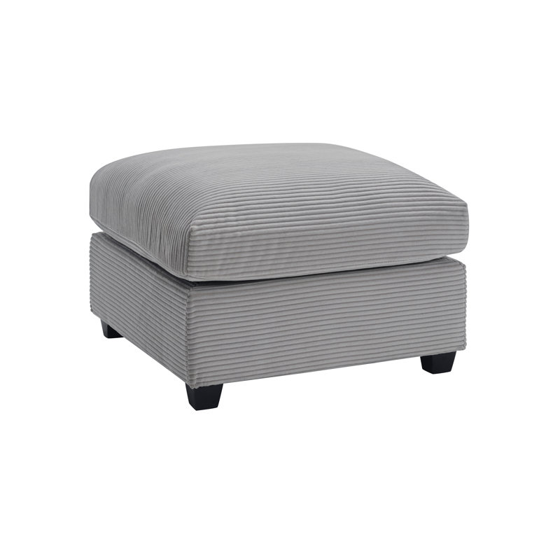 Zayva Corduroy Fabric Ottoman Module Seat For Modular Sofa Sectional Couch, Light Gray