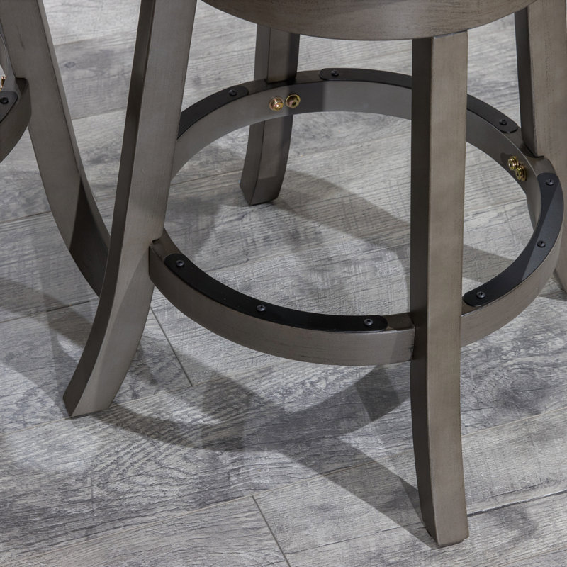 Tabouret pivotant à lattes à hauteur de comptoir 24 po, Gris français