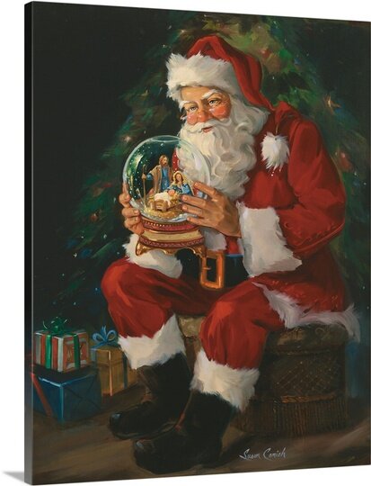 Hand-Painted Santa Canvas - Made By Barb - my special painting for you