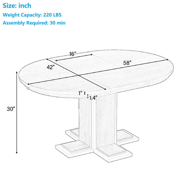 Extendable Dining Table, Natural Wood Wash