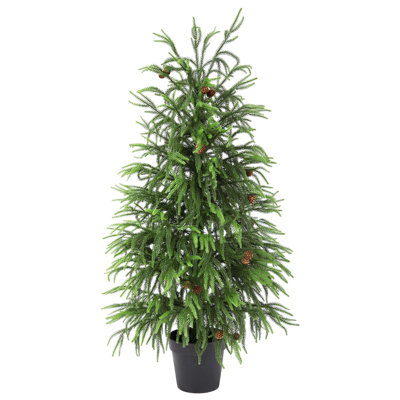 UV-Resistant Real Touch Norfolk Pine Christmas Tree with Realistic Pinecones & Full Branches