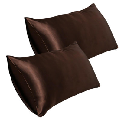 Taie d'oreiller en satin 20 * 30 pouces, taie d'oreiller en soie synthétique (2 pièces)