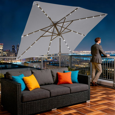 8 x 8 FT Market Umbrella, Patio Umbrella with Tilt and Crank, Dark Grey