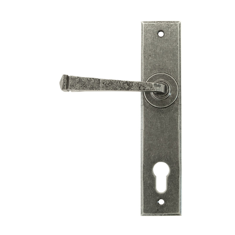 Avon Lock Door Handle, Pewter Patina