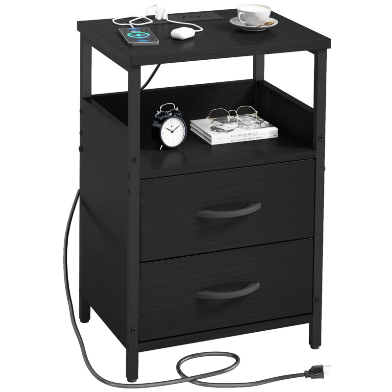 Table de bout avec station de charge, Noir
