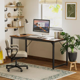Computer Desk, 63 Inch Office Desk, Gaming Desk With Storage, Writing Desk Work Desk For Home Office, Study, Modern Simple Desk, Large Legroom, Metal Frame, Rustic Brown And Black